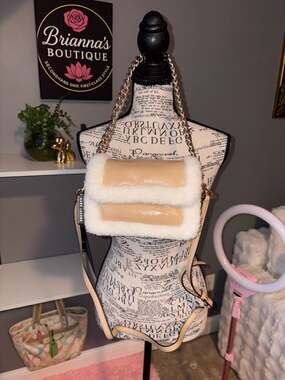 Marc Jacobs Iced Coffee Faux Fur Trim Mini Flap Crossbody Bag